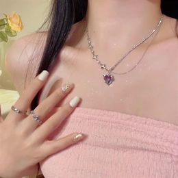 10-year factory whole S925 silver-purple zircon necklace for lovers' gifts come with dust bag2394