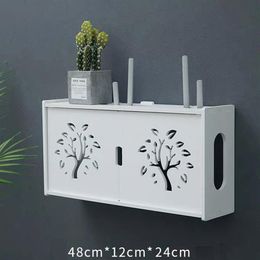 Large Wireless Wifi Router Storage Box PVC density panel Shelf Wall Hanging Board Bracket Cable Storage Organizer Home Decor C0116335z