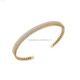 Tennis Bangle Bracelet Real 14k Solid Gold Vvs Moissanites Luxury Bangle Bracelet