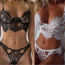 2018 New Women Sexy Lingerie Sleepwear Babydoll Lace Bra G-String Sets Hollow Underwear Package Contents 1 x Womens Sexy linger208i