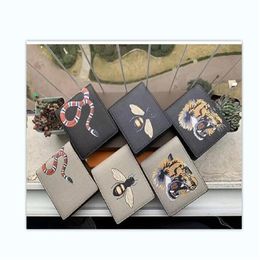 Men Animal Short Wallet Leather Black Snake Tiger Bee Wallets Women Long Style Luxury Purse Wallet Card Holders With Gift Top Qual242T