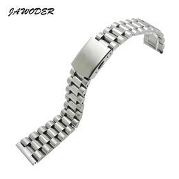 JAWODER Watchband 16 18 20 22mm Pure Solid Stainless Steel Polishing Brushed Watch Band Strap Deployment Buckle Bracelets3105