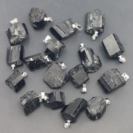 New Natural Rough Ore Black Tourmaline Irregular Necklaces Pendants Repair Charms Diy Jewellery Making Accessories