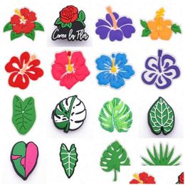 Charms New Arrival Pvc Rubber Clog Inspired Leaf Flower Plants Bk Decoration Wristband Drop Delivery Oto7Q