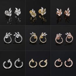 T Design open hoop stud earrings vine circle earrings 925 sterlling silver rose gold 18k gold plated Jewellery Luxury Brand Valentin309f