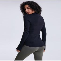 Autumn Winter New Zipper Jacket Quick-Drying Yoga Clothes Long-Sleeve Thumb Hole Training Running Jacket Women Slim Fitness Coat183N