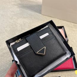 Saffiano Designer Wallets Mens Wallet Women Purse Leather Triangle Mini Luxury Card Holder242j