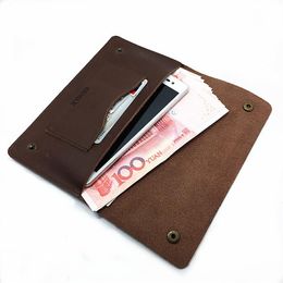 GUGLE Famous Brand Mens Real Leather Vintage Manual HASP Design Wallet High Quality Fold Soft leather Long Clutch Bag Phone Wallet284G