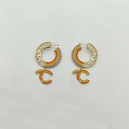 2023 Luxury quality Charm drop earring with white and red color diamond round shape design have box stamp PS7501A2542