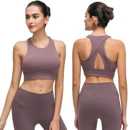 L-107 Yoga Sports Bra High-Neck Triangle Hollow Beautiful Back Gathered Shockproof Tops Sexy Underwear Fitness Dancing Tank Top Wo211r