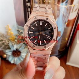 8 estilo relógios de pulso unissex 37mm 15450 18k rosa ouro ásia 2813 movimento automático mecânico transparente relógio feminino watche222n