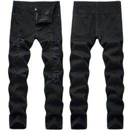 Men high street ripped jeans black trendy men pants253Z