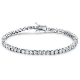 Quality 4A Entire 3mm 4mm CZ Tennis Bracelet In Real Solid 925 Sterling Silver Classial Jewelry 2pcs Lot267n