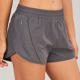 Women Dance Yoga Short Mid-Rise Lined With Zipper Pocket Butter Soft Fabric mesh Net Yarn Stitching Shorts #0160292v