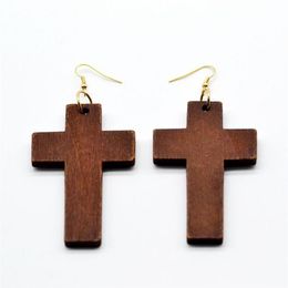 Dangle & Chandelier Natural Wooden Cross Earrings For Women Fashion Faith Jewellery Whole324q