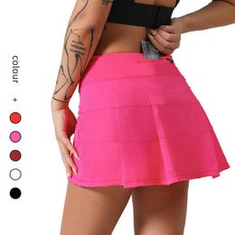 L-22 Pleated Tennis Skirt Women Gym Clothes Sports Shorts Female Running Fitness Dance Yoga Underwear Beach Biker Golf Skirts318E