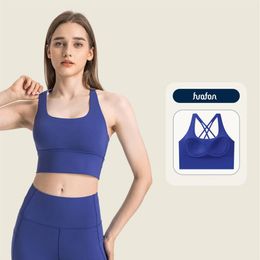 L-394 Tank Tops U Neckline Yoga Bra Shockproof Running Sports Bras Nude Feeling Underwears Fitness Tops X-strap Vest Brassiere256G