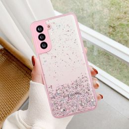 Bling Glitter Epoxy Starry Sky Clear Cases Soft TPU Camera Protector Shockproof For Samsung S21 FE S22 S23 Ultra Plus A13 A23 A33 A53 A73 A14 A34 A54 A24 A04 A03 Core