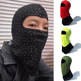 Cycling Caps & Masks Men Women Motorcycle Full Face Mask Shiny Rhinestone Beaded Outdoor Sports Hood Balaclava Sun Protection Neck304z