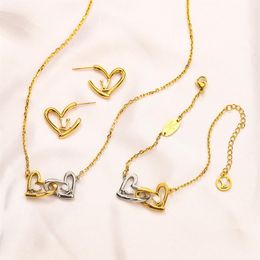 Never Fading 14K Gold Plated Luxury Brand Designer Pendants Necklaces Stainless Steel Double Letter Choker Pendant Necklace Chain 2693