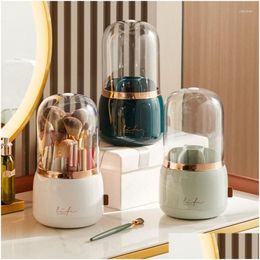 Storage Boxes Bins Makeup Portable Brushes Holder Desktop Cosmetic Organizerfor Box 360° Rotating Clear Jewelry Container Drop Del Dhb8E