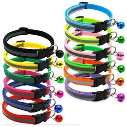 Dog Collars Leashes Breakaway Cat Collar With Bells Reflective Nylon Adjustable Pet For Cats Or Small Dogs 12 Colours Drop Homefavor Otorp