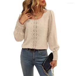 Women's Blouses Womens Work Casual Tops Long Sleeve Caual Shirts Solid Color Loose Fit O-neck Shirt Camisole 517D