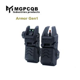 Tactical Hunting Combat Armor fiber optic back-up sights nylon front and rear folding sight Set 20 mm rail300U