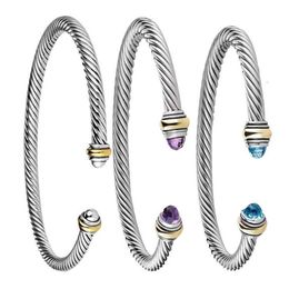 Wedding Bracelet Women crystals Two Color 18k Gold Plated Wire Rope Simple Open love charmed bracelets 5MM hip hop designer luxuri267g