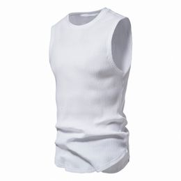 Men's Vests 2023 Summer Thread Tank Top Wide Shoulder Loose Fit Sports Fitness Cut Sleeve Bottom Sleeveless Tshirt Sweetheart 230909