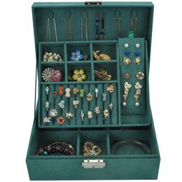 New Jewelry Box Doublelayer Storage Earring Ring Case Large Capacity Premium Display Holder with Lock 230814