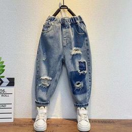 Jeans Boys Children's Ruffled Pants Spring And Autumn 2023 Baby Clothes Holes 230909