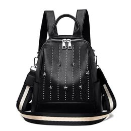 Outdoor Bags Fashion Backpacks Women PU Leather Rivet Small Backpack Female 2021 Back Pack Black For Teen Girls Bagpack Woman266H