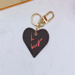Designer Leather Car bag Keychain Key rings Fashion Heart Love Pendant Stainless Steel Key Chain Pandents Charm Brown Flower Keych211n