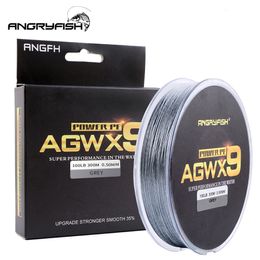 Braid Line Angryfish 9 strands 300m 327YD Super PE Braided Fishing Strong Strength Thread Wear resistant 230909