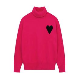 Mens Paris Fashion Designer Knitted Sweater Embroidered Red Heart Solid Color Big Love Round Neck Short Sleeve Amisweater Am i Pullover 2ltb