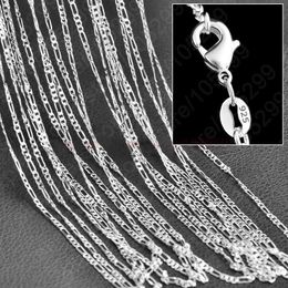 10pcs Lot 2mm Figaro Chain 925 Sterling Silver Jewellery Necklace Chains with Lobster Clasps Size 16 18 20 22 24 26 28 30 Inch315s