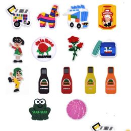 Shoe Parts Accessories Party Favour Cartoon Character Pvc Rubber Charms Shoes Buckle Clog Fit Wristband Buttons Decoration Drop Deliver Dhrqf