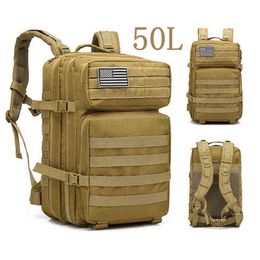 50L Large Capacity Men Army Military Tactical Backpack 3P Softback Outdoor Waterproof Bug Rucksack Hiking Camping Hunting Bags T22277j