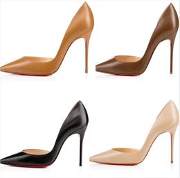 Yeni Stiletto Topuk Süet Siyah Mavi Kırmızı Deri Toe Toe Kadınlar Moda Moda Lred Alt Topuklu Elbise Ayakkabı Düğün Ayakkabıları 8cm 10cm 12cm Kutu