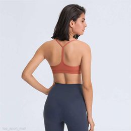 L-005 Y-Shaped Back Skin-Friendly Tank With Chest Pad Fitness Outfit Feels Buttery-Soft Sports Bra Removable Cups Yoga Vest Solid 309T