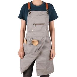 WEEYI Cotton Apron Adjustable Barista Pottery Split Leg apron Dress Barber Cleaning Shop uniform Kitchen Waitress Bid 210623299f221G