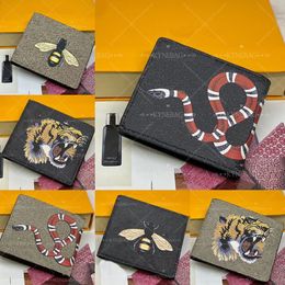 Designer Uomo Moda animale Portafoglio corto in pelle Nero Serpente Tigre Ape Donna Porta carte di lusso con confezione regalo Alta qualità G239097BF