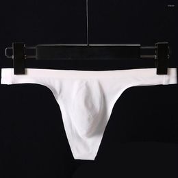 Underpants Ice Silk Briefs Men'S Seamless Breathable Sexy One-Piece Low-Rise Thong T-Pants Panties Penis Big Pouch Underwear 329H