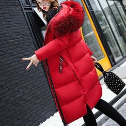 Women's Down Parkas Women's Down Parkas Winter Jacket High Quality Hooded Coat Women Jackets Medium And Long Padded Cotton Dress Woman Clothing # L230909