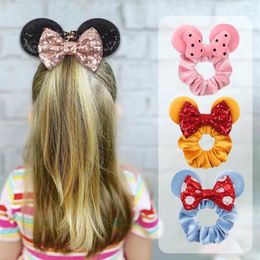 Hair Accessories 2023 S Christmas Mouse Ears Sequins Bows Headband Women Velvet Scrunchies Bands For Girls Party DIY233W