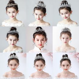 Wedding Hair Jewellery Fashion Gold Silver Colour Crystal Crowns For Kids Child Girls Pearls Tiaras Diadems Accessories Bridal 230908