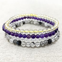 MG0161 Strand AAA Grade Rutilated Quartz Bracelet Amethyst Clear Quartz Citrine Yoga Mala Beads Jewellery 4 mm Mini Gemstone Bracele259u