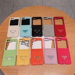 Luxury Designer Leather Card Holder Pocket Phone Cases For Samsung Z Flip 5 Fashion Letter Case For Samsung Z-Flip 4 Z FLIP 3 5G woven pattern Back Cover 823453