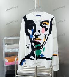 xinxinbuy Men designer Hoodie Sweatshirt 23ss Painting Letter jacquard long sleeve women black white S-2XL